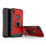 Wholesale iPhone Xr 6.1in 360 Rotating Ring Stand Hybrid Case with Metal Plate (Red)